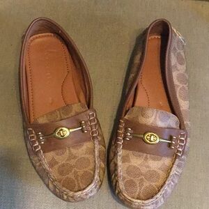 Coach Coated Canvas and Leather Driving Loafers Ladies 9.5